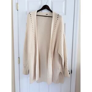 Free People Cream Chunky Knit Open Front Cardigan Oversized S